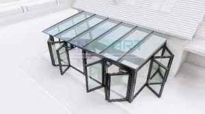 Sistema di controsoffitto in vetro fisso + vetro pieghevole EncoArt