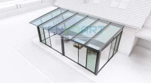 Plafond en verre fixe EncoArt + système de verre coulissant classique