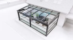 Автоматический стеклянный потолок EncoArt + автоматическая гильотинная система стекла