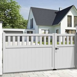 Modern trädgårdsingångsport i aluminium, modell Dortmund
