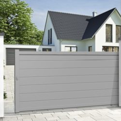 Modern trädgårdsingångsport i aluminium, modell Marseille