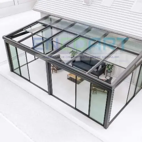 Plafond en verre automatique EncoArt + système de verre coulissant classique