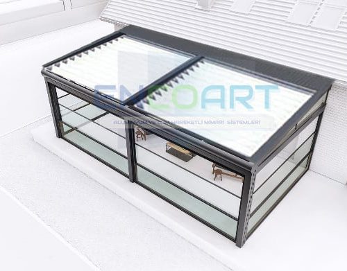 Pérgola Automática EncoArt + Sistema Automático de Vidrio Guillotina